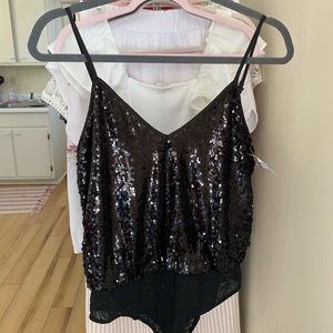 Black Sequin Bodysuit Size Medium